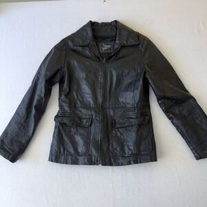 Midnight‎ Velvet Mens Black Leather Jacket Size M